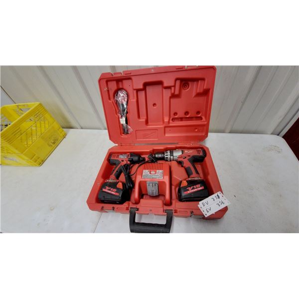 Milwaukee V18 Lithium-Ion Cordless Drill/Driver and Impact Driver Combo Kit with Batteries