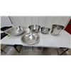 Image 1 : Stainless Steel Mixing Bowls, Prep Bowls, and Bucket with Wire Handle, Five Pieces