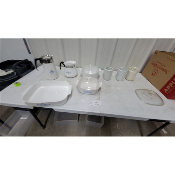 Corningware Cornflower Blue Casserole Dishes, Carafes, Mugs, and More