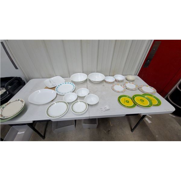 Corelle Spring Blossom Green and Blue Dot Dinnerware, John Deere Plates, and More