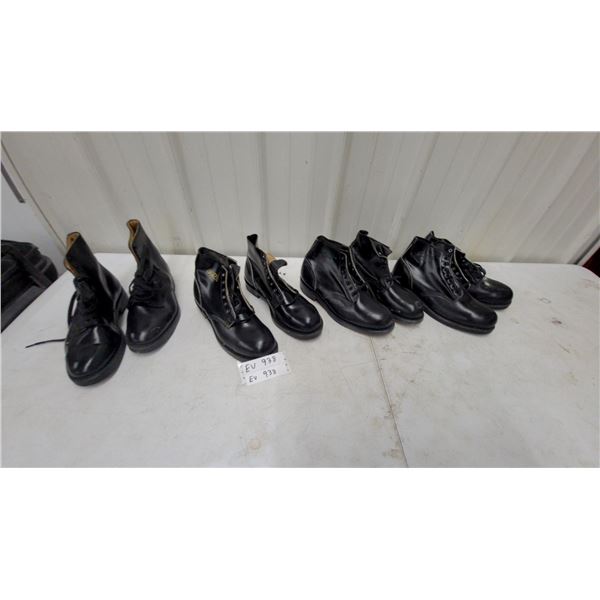Four Pairs of Iparo Black Leather Lace-Up Combat Boots Size 9.6