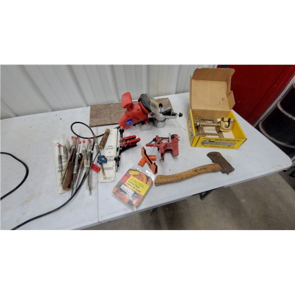 Oregon Electric Chainsaw Sharpener, Chainsaw Files, Bar-Mount Sharpener, Axe, and More