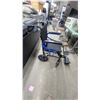 Image 1 : Drive Medical Piggyback Transport Chair, Black Fabric Seat with Blue Frame Accents