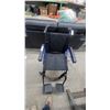 Image 3 : Drive Medical Piggyback Transport Chair, Black Fabric Seat with Blue Frame Accents