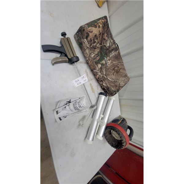 Realtree Outfitters Jerky and Snack Stick Gun, Camo Bag, Mr. Heater Buddy Heater, Never Used