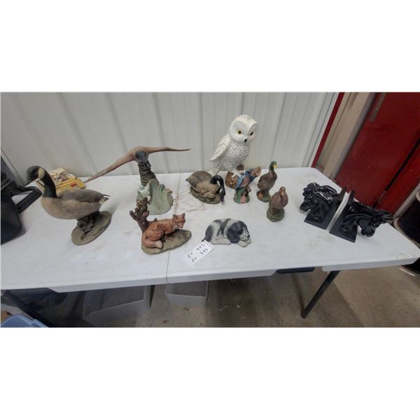Collection of Wildlife Figurines Including Canada Goose, Snowy Owl, Ducks, and More