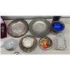 Image 2 : Mikasa Crystal Ashtray and Bottle Stopper Set, Silver-Plated Trays, Shaker, Napkin Rings