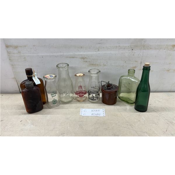 Vintage Dairy Pool, Uecke Dairy, and Hood's Milk Bottles, Pottery Jar, and More
