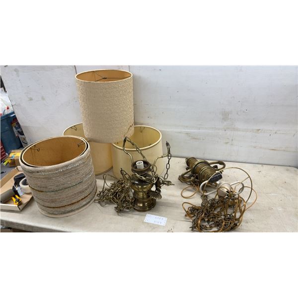 2 Brass Hanging Laps and Various Shades