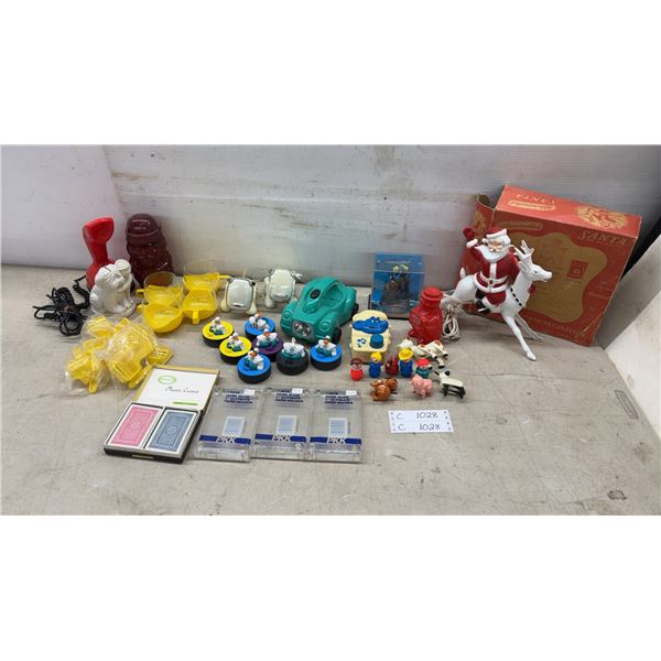 Vintage Illuminated Santa on Reindeer Blow Mold, Fisher-Price Little People, and More