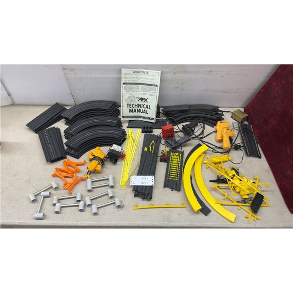 Aurora AFX HO Scale Slot Car Track, Tyco Controllers, Guardrails, and More