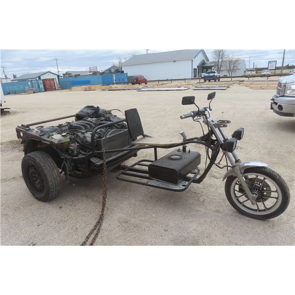 Custom Built Trike w/ Car Engine and Rear Mount Drive Train. Believe to be 3.0L V6 Duratec Engine. 