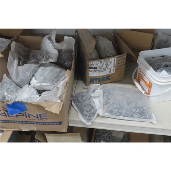 Sheet Metal Screws – Mixed Greys and Off-White, mostly 1½" – Quantity Unknown