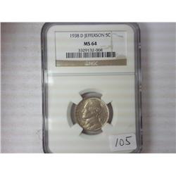1938-D Jefferson Nickel NGC MS64