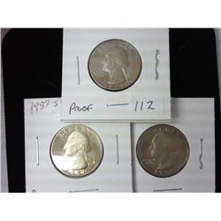 1986-S, 87-S And 88-S Washington Quarters (Proof)
