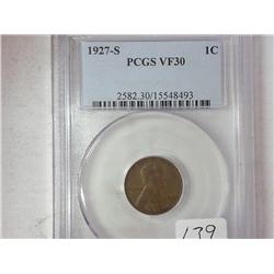 1927-S Lincoln Cent PCGS VF 30