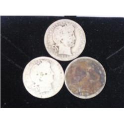 3 Assorted Barber Quarters