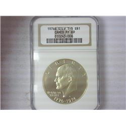 1976-S Silver Type I Ike Dollar NGC PF69 Cameo