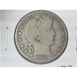 1911-D Barber Half Dollar