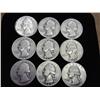 Image 1 : 9 Assorted Silver Washington Quarters