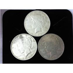 1923-P/D/S Peace Silver Dollars (3 Coins)