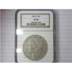 1894-O Morgan Silver Dollar NGC VF30