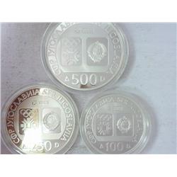 Set Of 3-1983 Yugoslavia Silver Coins (Proofs)
