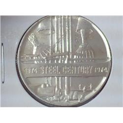 1874-1974 Steel Century 1/2+ OZ. Silver Token UNC