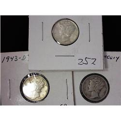 1943, 43-D And 43-S Mercury Dimes