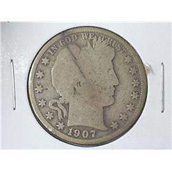 1907-S Barber Half Dollar