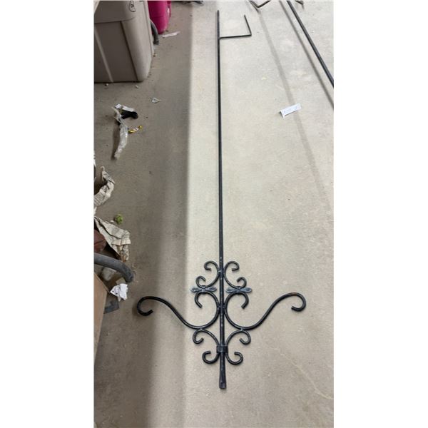 Two Black Metal Garden Shepherd's Hooks with Decorative Scrollwork, Tallest 101"