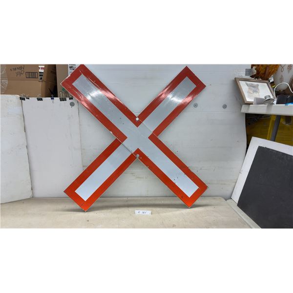 Railroad Crossbuck Sign, Reflective White with Red Border, Aluminum Construction, 40 x 40"