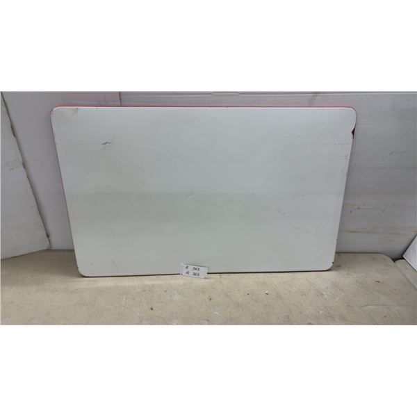 White Enamel Table Top with Red Border, 40 x 25"