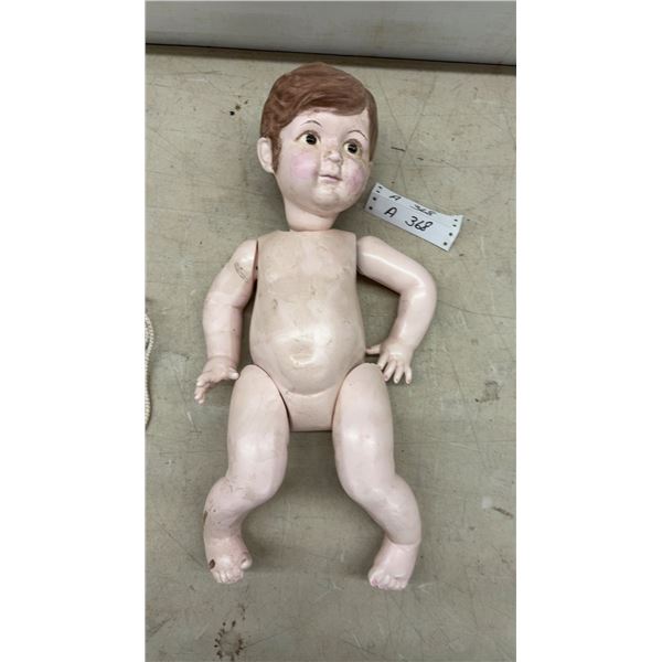 Antique Composition Doll with Molded Hair and Strung Body