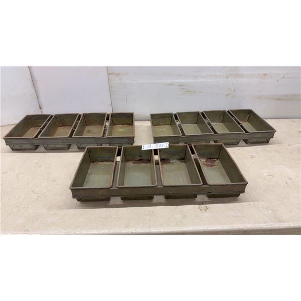 Commercial Steel Four-Loaf Bread Baking Pans, Set of Three