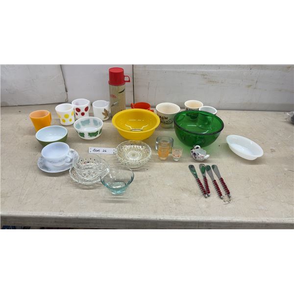 Fire-King Milk Glass D-Handle Coffee Mug, Vintage Thermos, Bowls, Glassware, and More