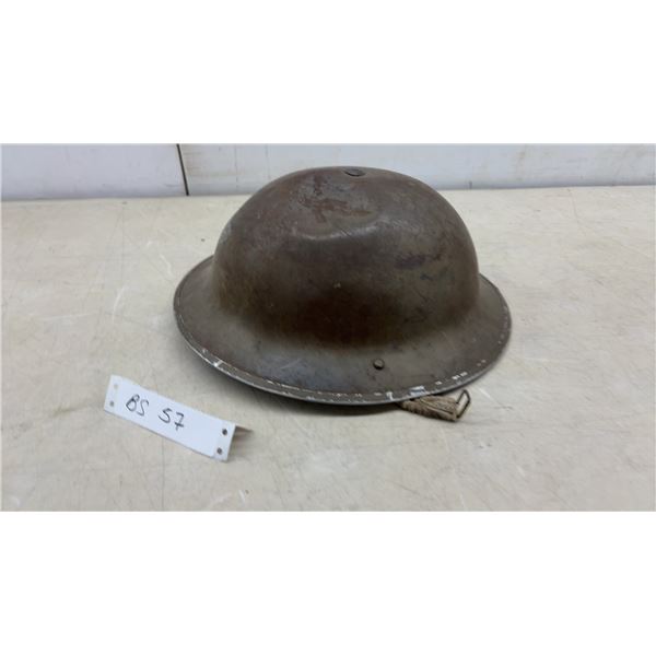 British Brodie Mark I or Mark II Military Steel Helmet with Chinstrap