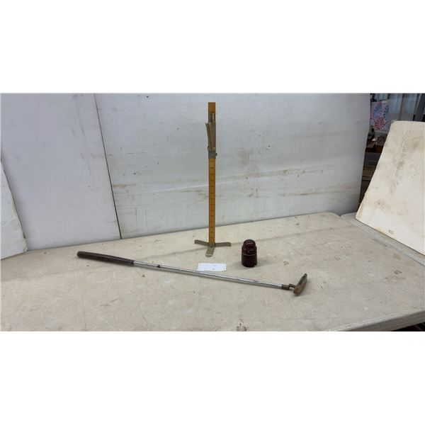 Northwestern J.C. Snead 403 Golf Putter, Sewing Hem Gauge, and Glass Insulator