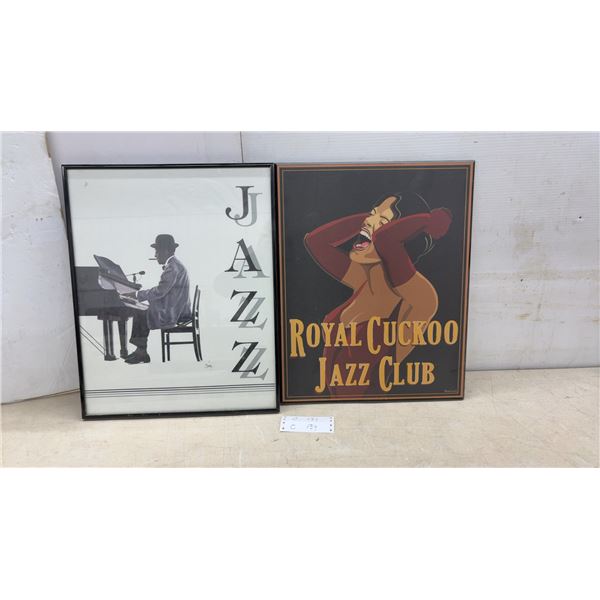 Jazz Pianist Print by H. Beny and Royal Cuckoo Jazz Club Sign by Poto Loifi, 20 x 16"