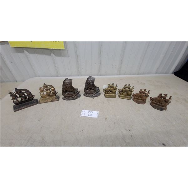 Vintage Cast Metal Sailing Ship Bookends, Assorted Styles and Finishes, Four Pairs