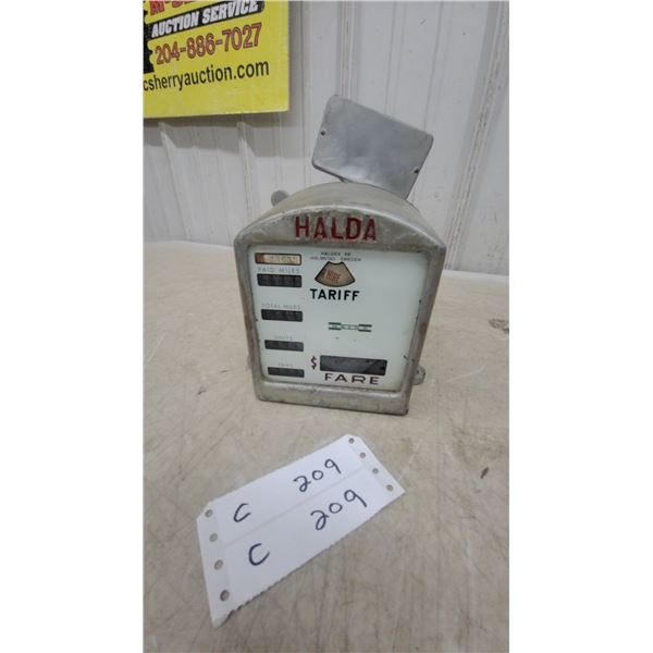 Halda Taximeter by Haldex AB, Halmstad Sweden, with Fare and Mileage Display Vintage