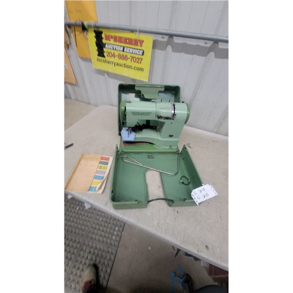 Elna Supermatic Portable Sewing Machine with Carrying Case and Manual
