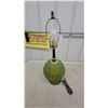 Image 1 : Vintage Mid-Century Modern Spaghetti String Table Lamp with Wood Base and Brass Accents