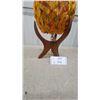 Image 3 : Mid-Century Modern Popcorn Table Lamp with Sculptural Wood Tripod Base Working