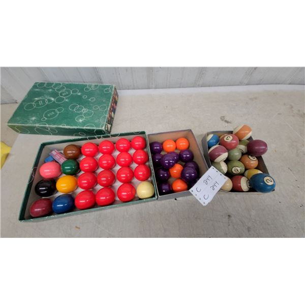 Vintage English Snooker Ball Set, American Pool Balls, and Billiard Balls
