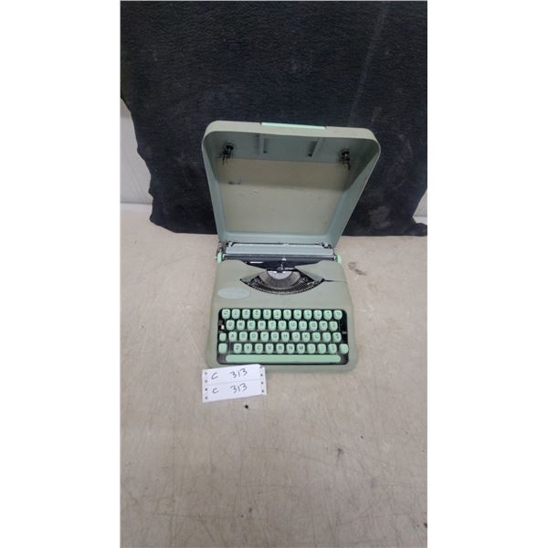 Hermes Baby Portable Manual Typewriter with Integrated Hard Case, Green