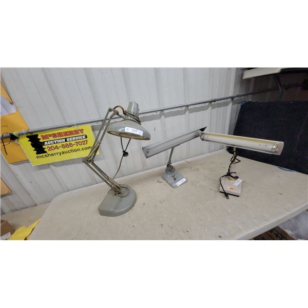 Vintage Articulating Desk Lamp, Fluorescent Desk Lamp, and Flexible Desk Lamp 3x