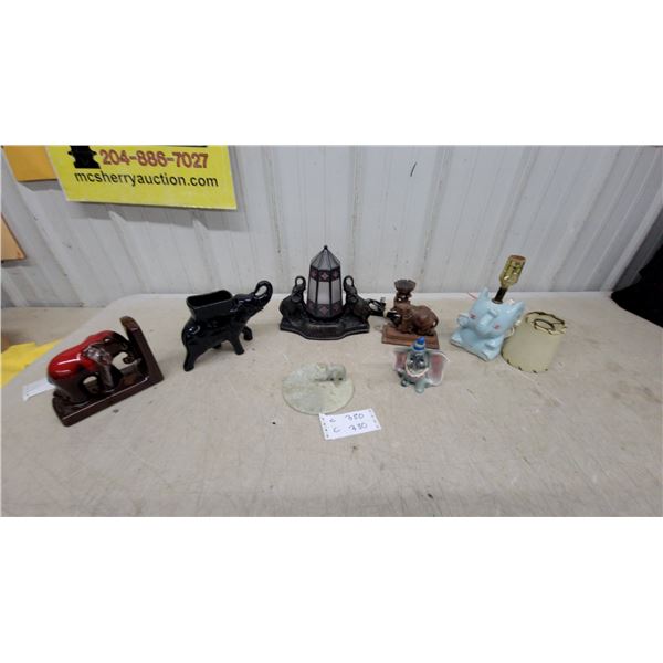 Vintage Ceramic Dumbo Elephant Lamp, Elephant Figurines, and More