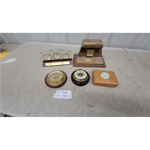 Brass Desk Compass, Barometer, 2003 Weather Station Clock, Desk Clock, and More