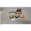 Image 1 : Brass Desk Compass, Barometer, 2003 Weather Station Clock, Desk Clock, and More